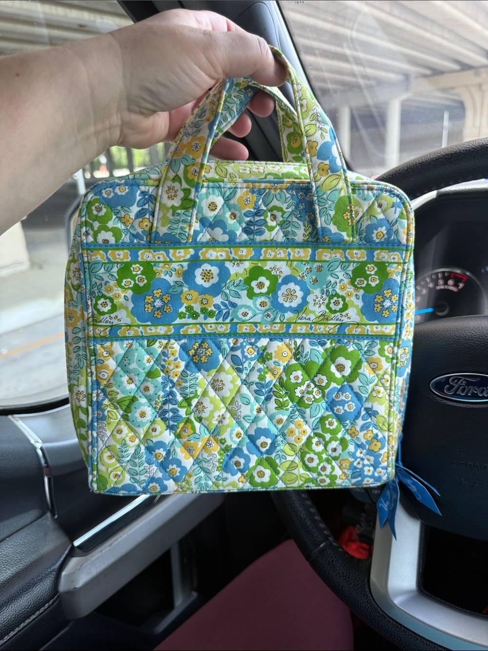 Vera Bradley Blue Green Floral Quilted Cosmetic Case